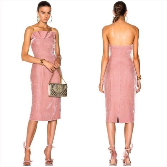 cinq à sept Mauve Strapless Velvet Dress Size 0 - Picture 5 of 7
